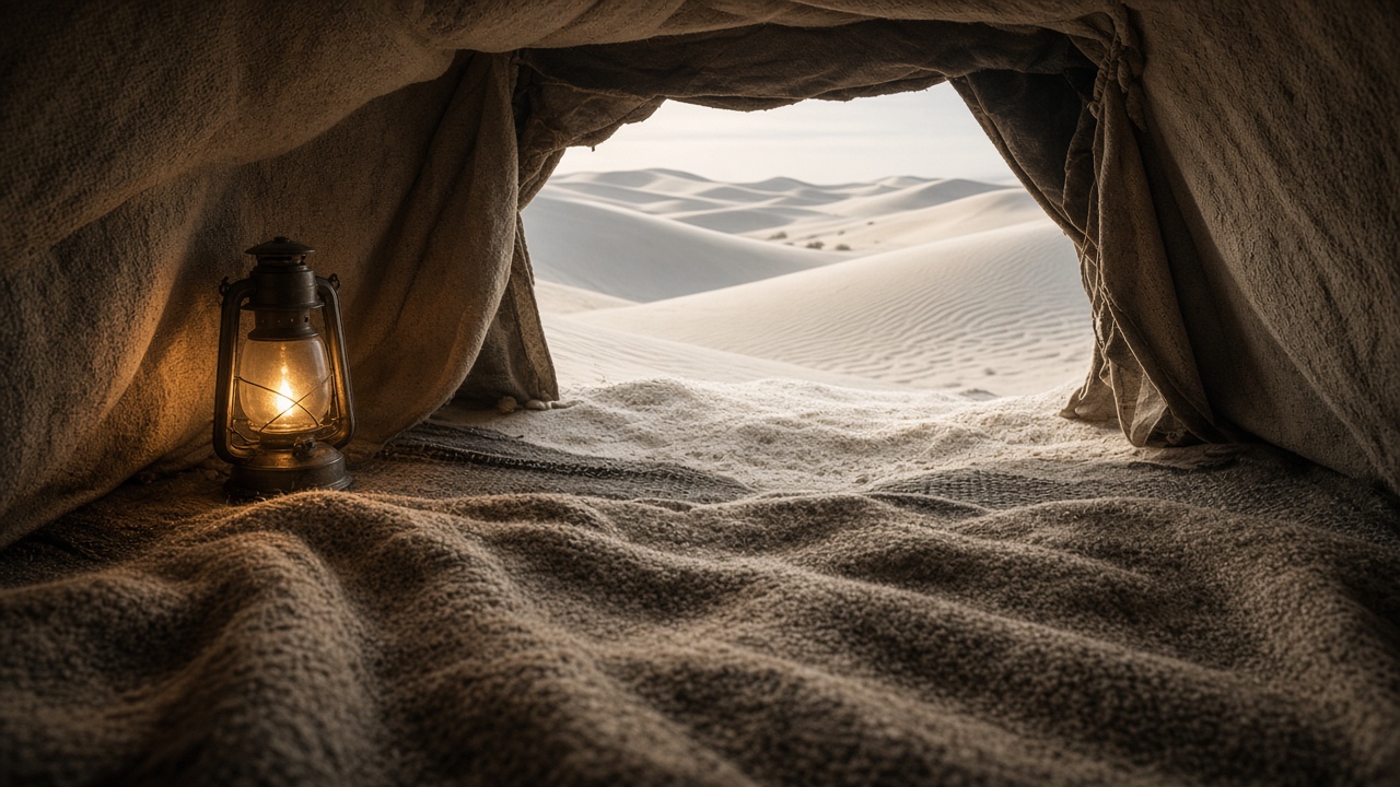 White gypsum shelter. Access is by the week, under the moon.